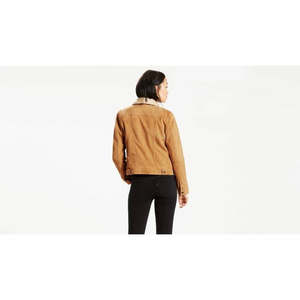 NEW NWT Small S Levi's Dijon Jacket & Coats Suede Sherpa Fur Lined Trucker - Picture 6 of 15